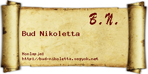 Bud Nikoletta névjegykártya